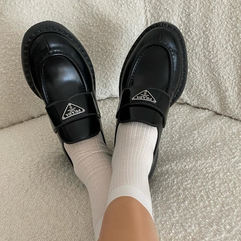 Prada Men's Black Leather Slip-On Loafers